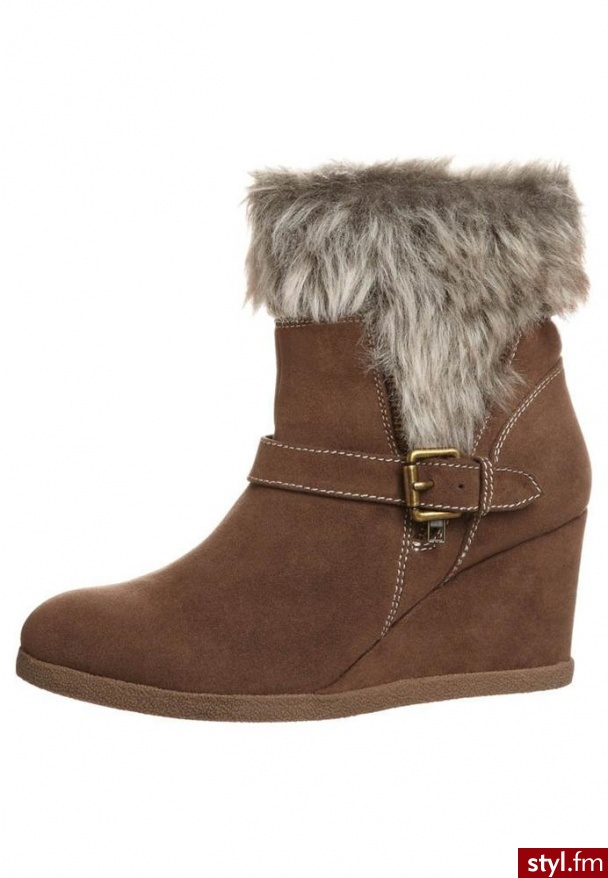 Anna Field Botki na koturnie brązowy - Botki Buty Moda