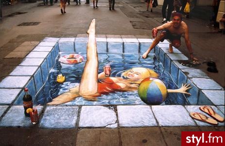 Street Art, czyli iluzja malowana kredkami - Misz-masz