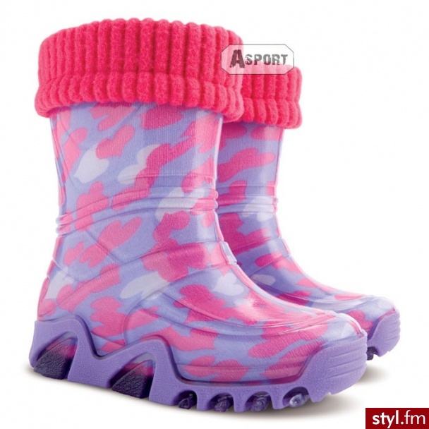Kalosze dziecięce z wkładką ocieplającą STORMIC LUX PRINT serca Demar - Kalosze Buty Moda