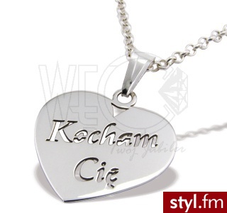WĘC Wisiorek w kształcie serca z napisem Kocham Cię WEC-Serce-3 - Wisiorki Biżuteria Moda