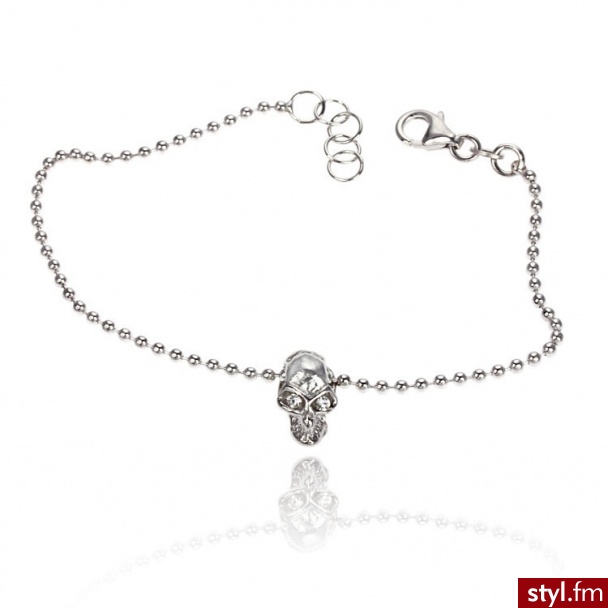 Srebrna Bransoletka z Czaszką STU-BRA-0015 - Bransoletki Biżuteria Moda