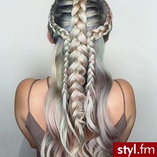 Kolorowe Warkocze Kręcone Na co dzień Długie Fryzury