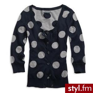 Rozpinany sweterk z długim rękawem w duże kropy:) - Pozostałe Ciuchy Moda