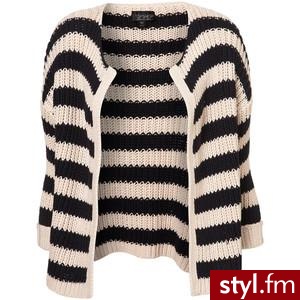 Knitted Navy Chunky Stripe Open Cardigan - TopShop - Polyvore. Pobrano ze strony: http://www.polyvore.com/cgi/thing?id=28922111 - Pozostałe Ciuchy Moda