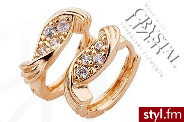 Japan Style SWAROVSKI- WYJĄTKOWE zŁOTE KOLCzYKI E4AE-46116 - Kolczyki Biżuteria Moda