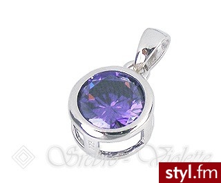 Violette Srebrna zawieszka fioletowa cyrkonia P-614 - Wisiorki Biżuteria Moda
