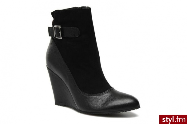 Jonak PÓŁBUTY I BOTKI JOY BY (Czarny) - Botki Buty Moda