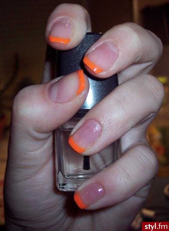 orange french - Paznokcie