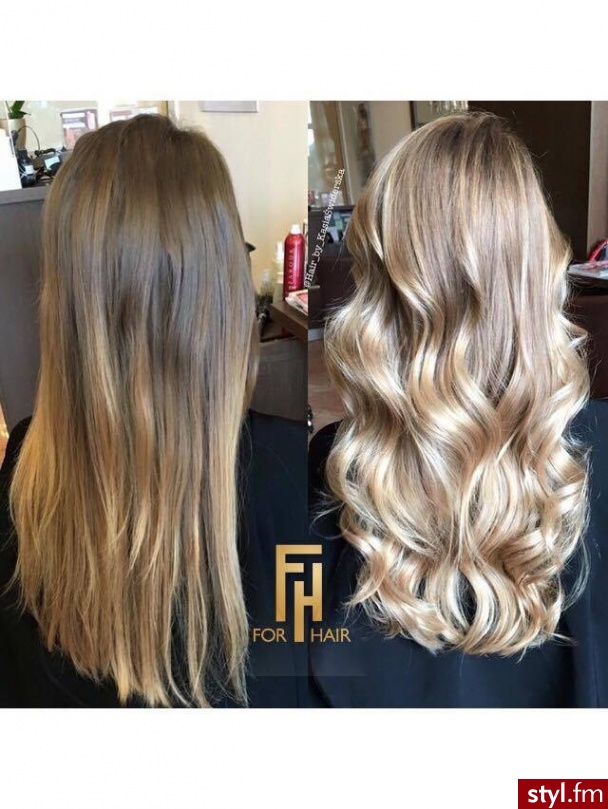Koloryzacja z Olaplex wykonana w salonie For Hair. - Blond Rozpuszczone Kręcone Fryzury gwiazd Długie Fryzury