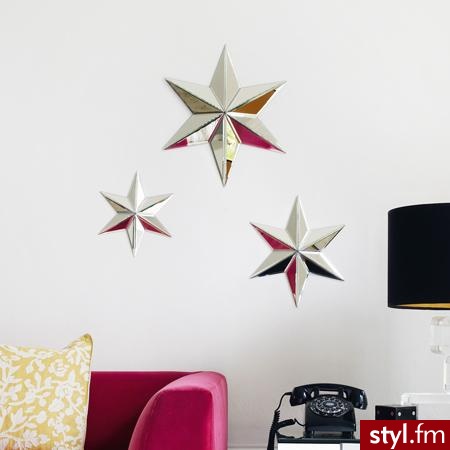 Naścienne ozdoby w formie 3 srebrnych sześcioramiennych gwiazdek - 89 GBP - Gadżety Inne Moda