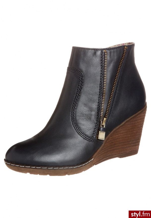 Pier One Botki na koturnie niebieski - Botki Buty Moda