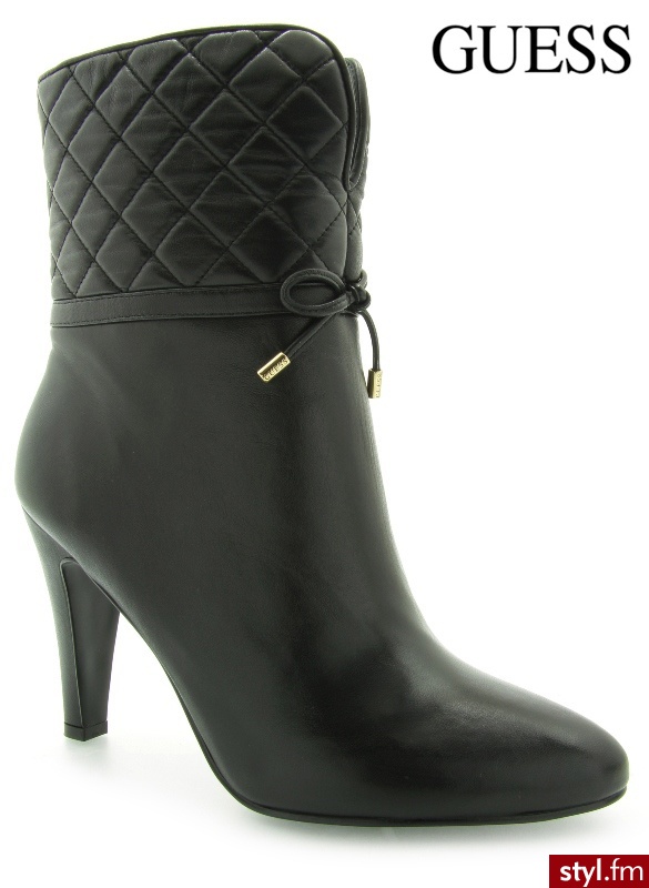 Guess VERENCE STIVALETTO BOOTIE LEATHER BLACK - Botki Buty Moda