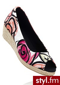 Bonprix Buty z odkrytymi palcami w kwiatki 952433_18017 - Koturny Buty Moda
