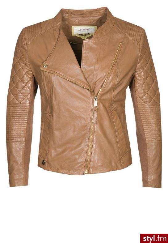 Urbancode QUILTED Kurtka skórzana brązowy (BJ11980) - Kurtki Okrycia Moda