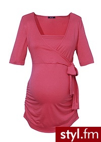 Bonprix Shirt ciążowy i do karmienia piersią malinowy 939118_14952 - Bluzki Ciuchy Moda