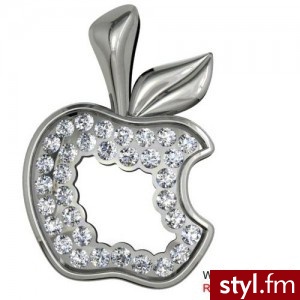 Charms jabłuszko z kamieniami Swarovski srebro rodowane - Wisiorki Biżuteria Moda