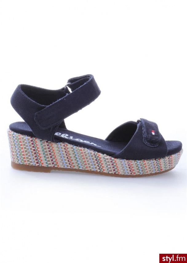 TOMMY HILFIGER Sandały na koturnie sue 1a granatowy - Sandały Buty Moda