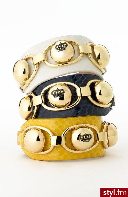 szerokie obręcze od Juicy Couture wykonane ze skóry węża - 98$ za jedną - Pozostałe Dodatki Moda