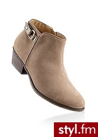 Bonprix Botki skórzane beżowy 974461_22143 - Botki Buty Moda