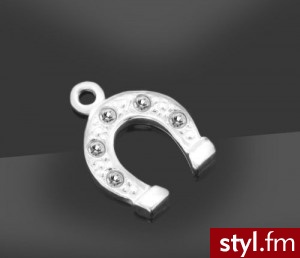 Charms podkowa z kamieniami Swarovski srebro 925 - Wisiorki Biżuteria Moda