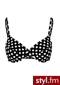 Bonprix Biustonosz bikini czarno-biały w kropki 906295_3925 - Na plażę Bielizna Moda