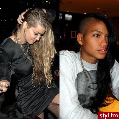 Carmen Electra & Cassie. Zastanawiam się ile pewności siebie muszą mieć te kobiety. Sama osobiście nigdy bym się nie odważyła ogolić pół głowy. Podziwiam je za odwagę ale nie rozumiem tej mody. :) - Średnie Fryzury