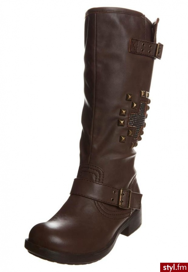 Even&Odd Kozaki  brązowy - Kozaki Buty Moda