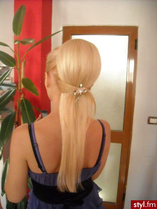 Blond Rozpuszczone Proste Wieczorowe Długie Fryzury