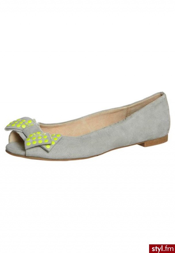 XTI Baleriny Peep Toe szary - Balerinki Buty Moda