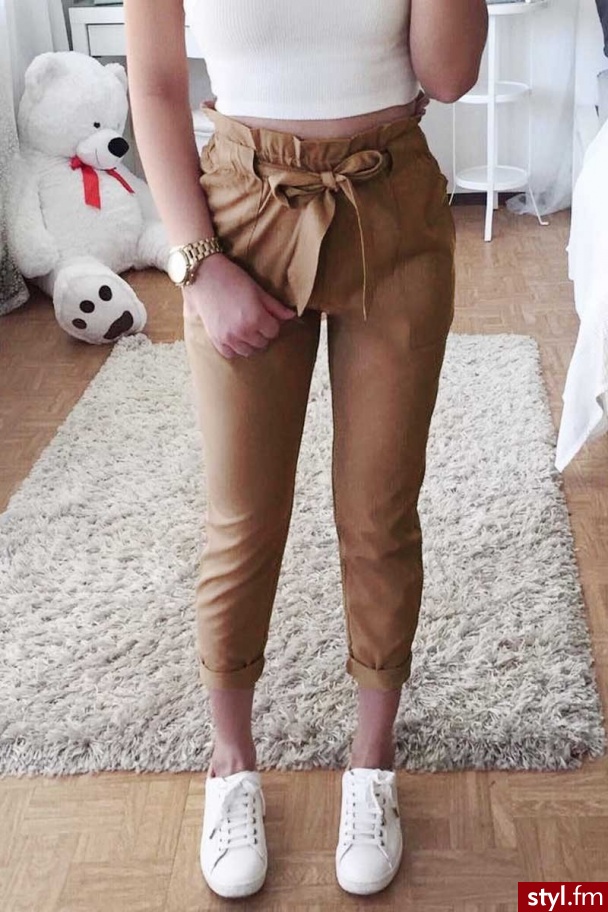 Materiałowe Spodnie Moda