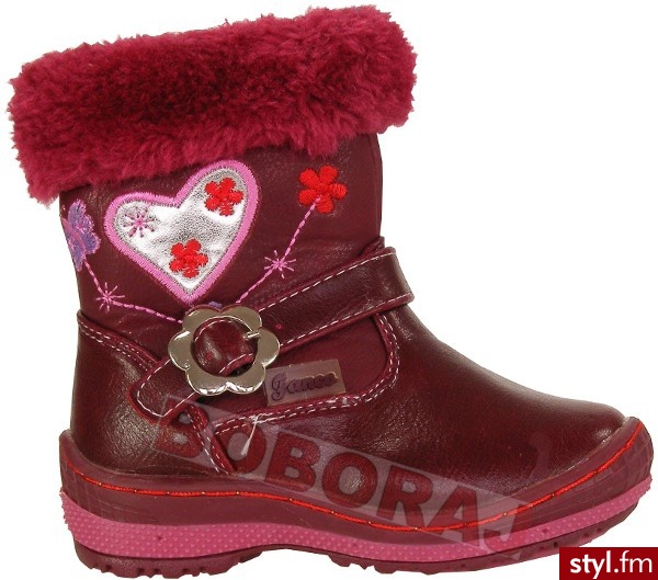 Kozaczki Ocieplane Roz. 21 Serduszko Bordowe - Kozaki Buty Moda