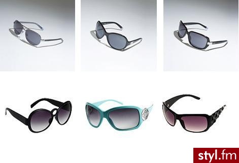 Okulary DKNY: 89$, 99$, 99$; www.dkny.com. 
Okulary H&M: 6,90 euro, 7,90 euro, 4,90 euro; www.shop.hm.com. - Nakrycia głowy Dodatki Moda
