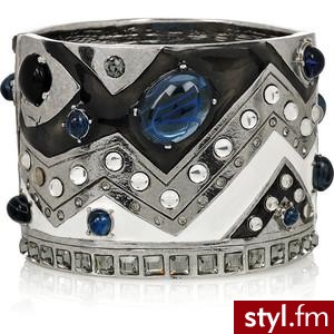 Oscar de la Renta Silver-plated enamel and crystal cuff - Polyvore. Pobrano ze strony: http://www.polyvore.com/oscar_de_la_renta_silver-plated/thing?id=26526501#1298481602358 - Pozostałe Dodatki Moda