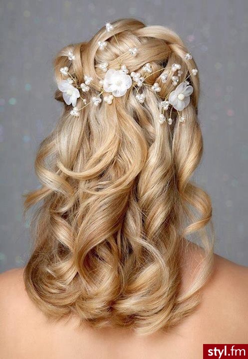 Blond Rozpuszczone Kręcone Ślubne Długie Fryzury