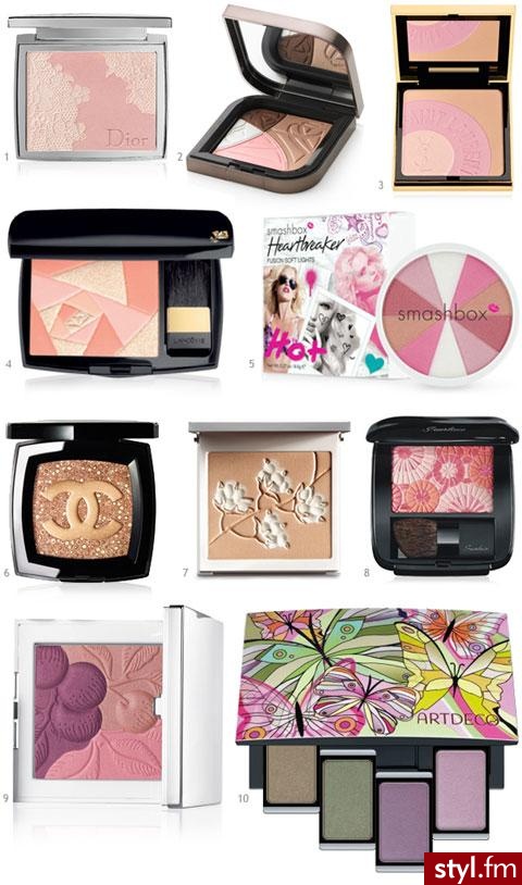1zdj
1. Koronkowa robota, czyli rozświetlający puder Poudrier Dentelle (Dior, 260 zł)
2. Paleta cieni Wanted Beauty (Helena Rubinstein, 195 zł)
3. Puder rozświetlający do twarzy Palette Y-Mail - edycja limitowana (YSL, 225 zł)
4. Koralowo-złocisty róż - Makijaże