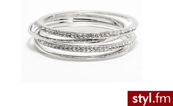 Jennifer Lopez Silver Tone Simulated Crystal Hammered Bangle Bracelet Set - Bransoletki Biżuteria Moda