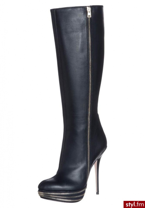 Sebastian Kozaki na obcasie czarny (S6005) - Kozaki Buty Moda