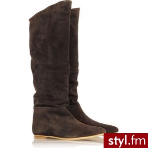 Belle by Sigerson Morrison Flat suede knee-high boots - Polyvore. Pobrano ze strony: http://www.polyvore.com/belle_sigerson_morrison_flat_suede/thing?id=14439688 - Pozostałe Buty Moda