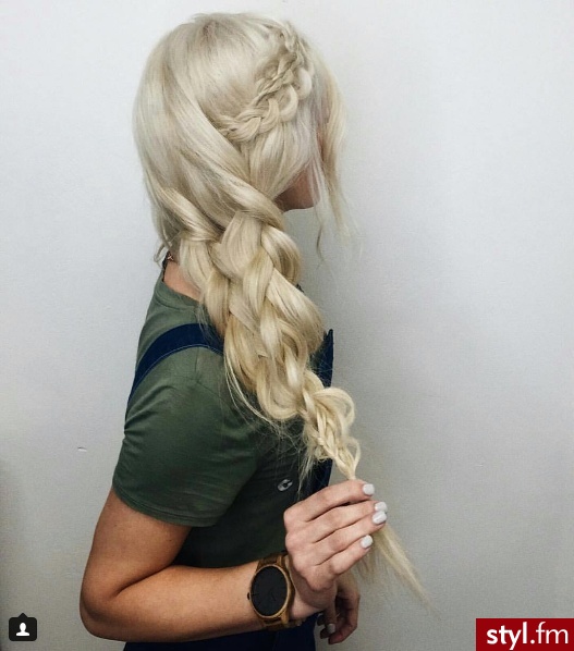 Blond Warkocze Proste Na co dzień Długie Fryzury
