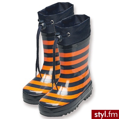 PLAYSHOES Kalosze w paski kolor marine/pomarańczowy niebieski - Kalosze Buty Moda