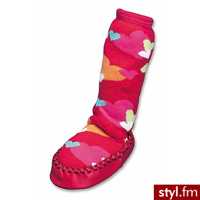 PLAYSHOES Buty - skarpetki antypoślizgowe  różowe w serduszka różowy - Pozostałe Buty Moda