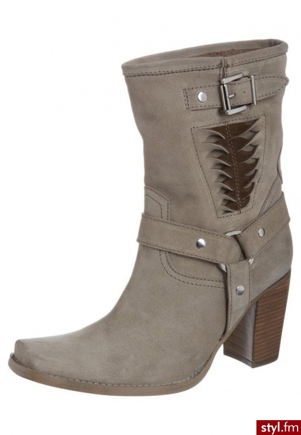 Kentuckys Western Botki kowbojki i motocyklowe beżowy (131-002) - Botki Buty Moda