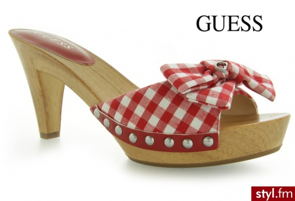 Guess NIMIKO2 ZOCCOLO CLOG - WOODEN RED - Klapki Buty Moda