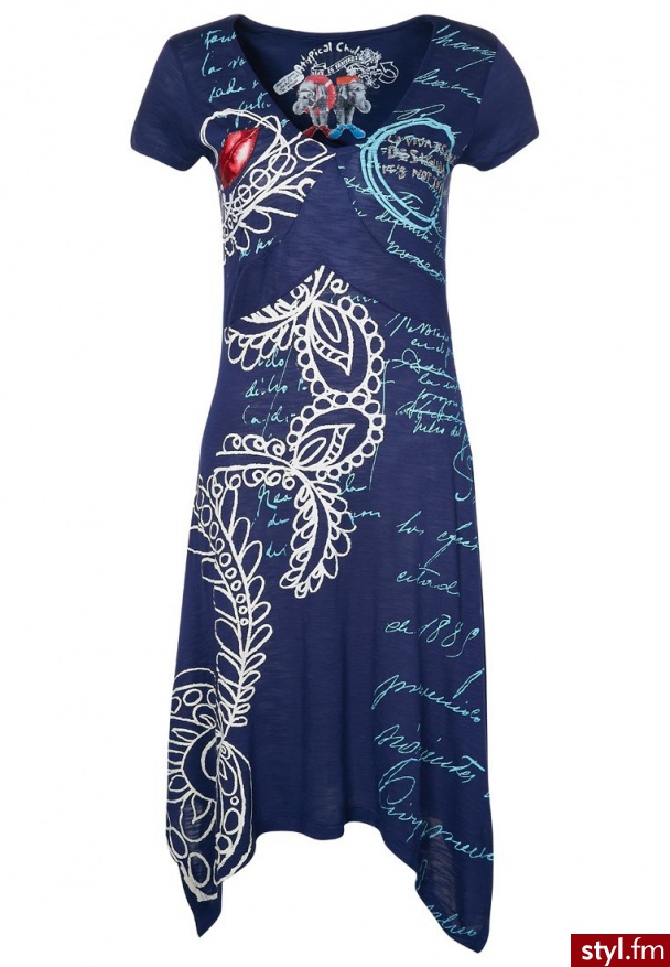 Desigual MUNICH Sukienka z dżerseju niebieski (31V2174) - Pozostałe Sukienki Moda