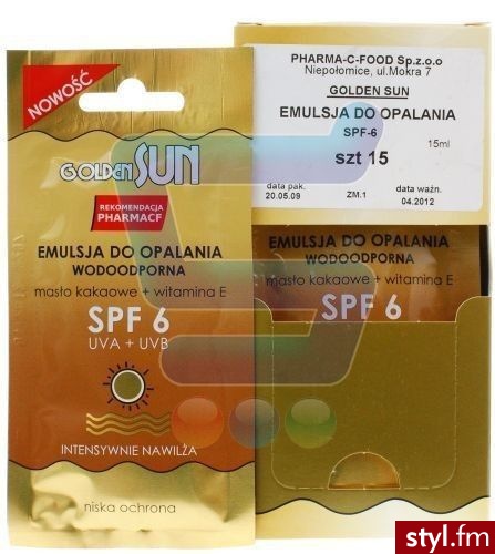 PHARMA-C-FOOD GOLDEN SUN Emulsja do Opalania Wodoodporna 15 ml 15 szt F6 - Emu Buty Moda