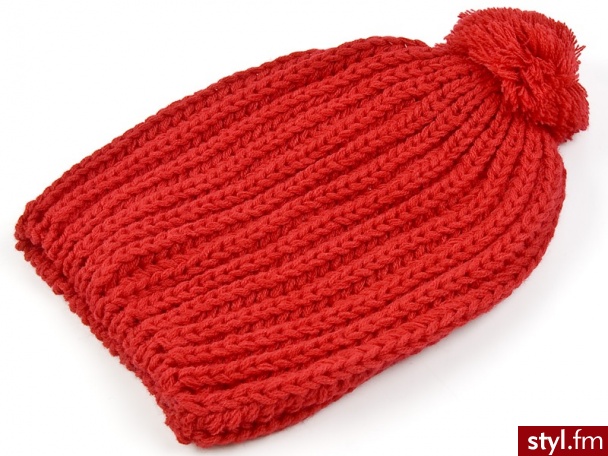 CZAPKA Z POMPONEM CZERWONA - Nakrycia głowy Dodatki Moda