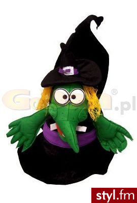 GoDan Kapelusz spiczasty pluszowy na Halloween w kształcie głowy wiedźmy / czarownicy GDN-1909 - Nakrycia głowy Dodatki Moda
