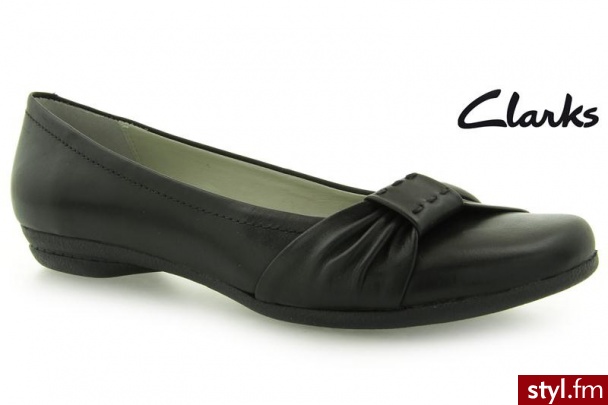 Clarks Discovery Bay Black Leather - Balerinki Buty Moda