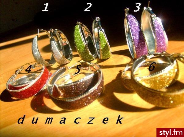 kolczyki koła brokatowe :) - Pozostałe Dodatki Moda
