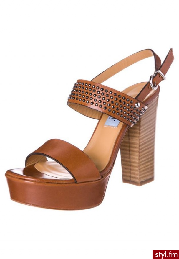 Apair Sandały na obcasie brązowy - Sandały Buty Moda
